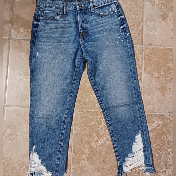 Fidelity Denim Slash Boyfriend Rip & Repair Crop Jeans 28 - Picture 3 of 9
